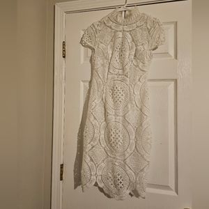 Midi lace sheath dress